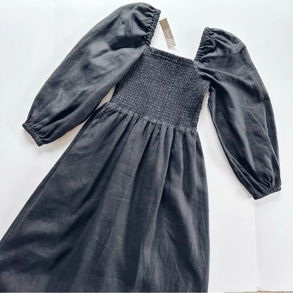 J.Crew Women’s Linen Daydream Midi Dress Black